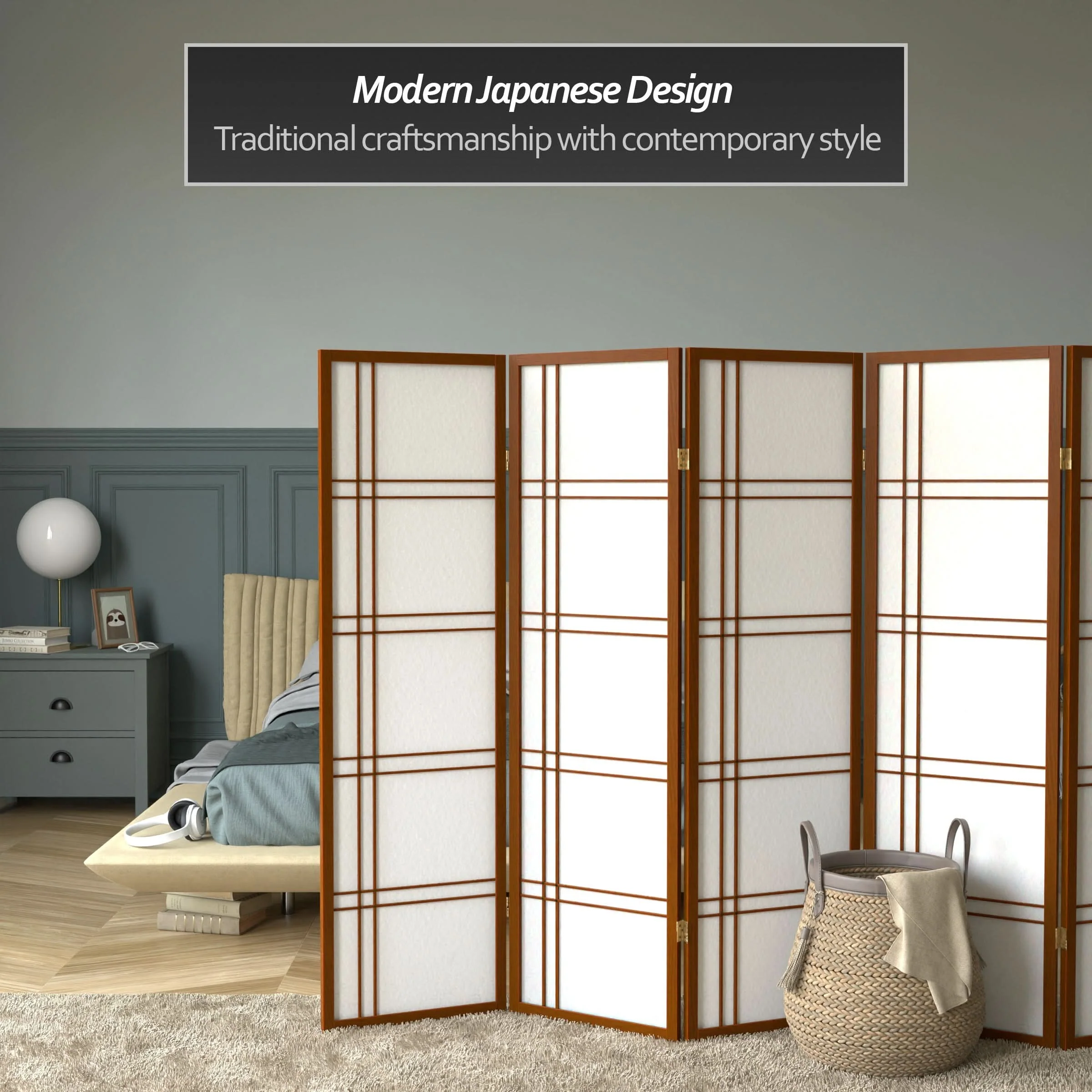 5 ft. Tall Double Cross Shoji Screen - Image 32