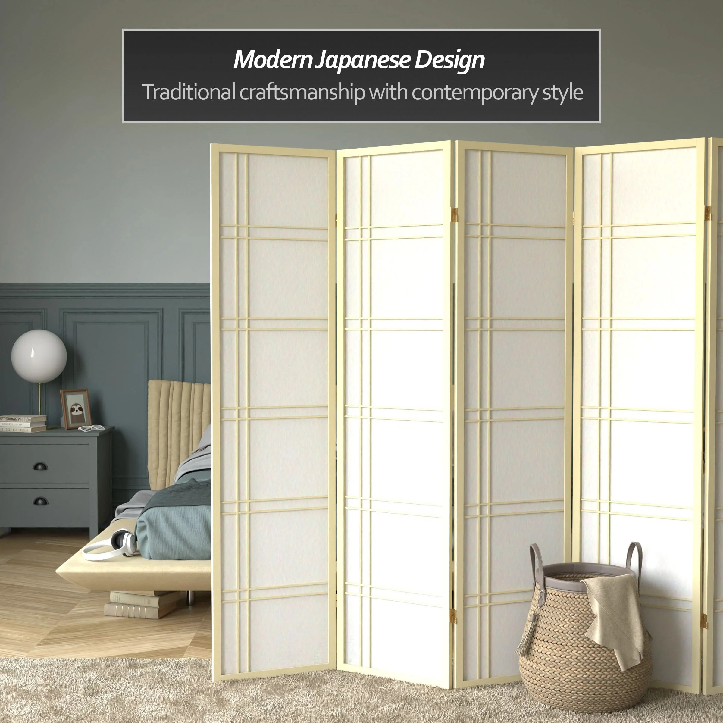 6 ft. Tall Double Cross Shoji Screen - Image 44