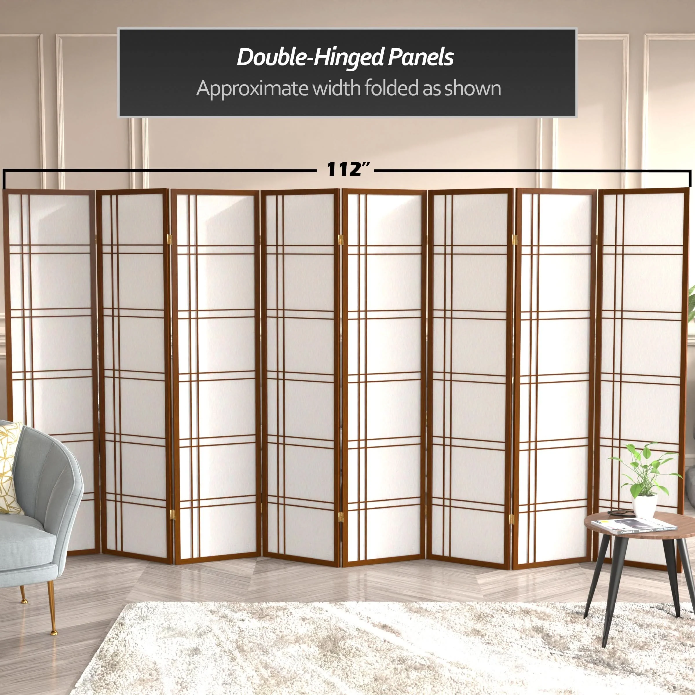 6 ft. Tall Double Cross Shoji Screen - Image 96