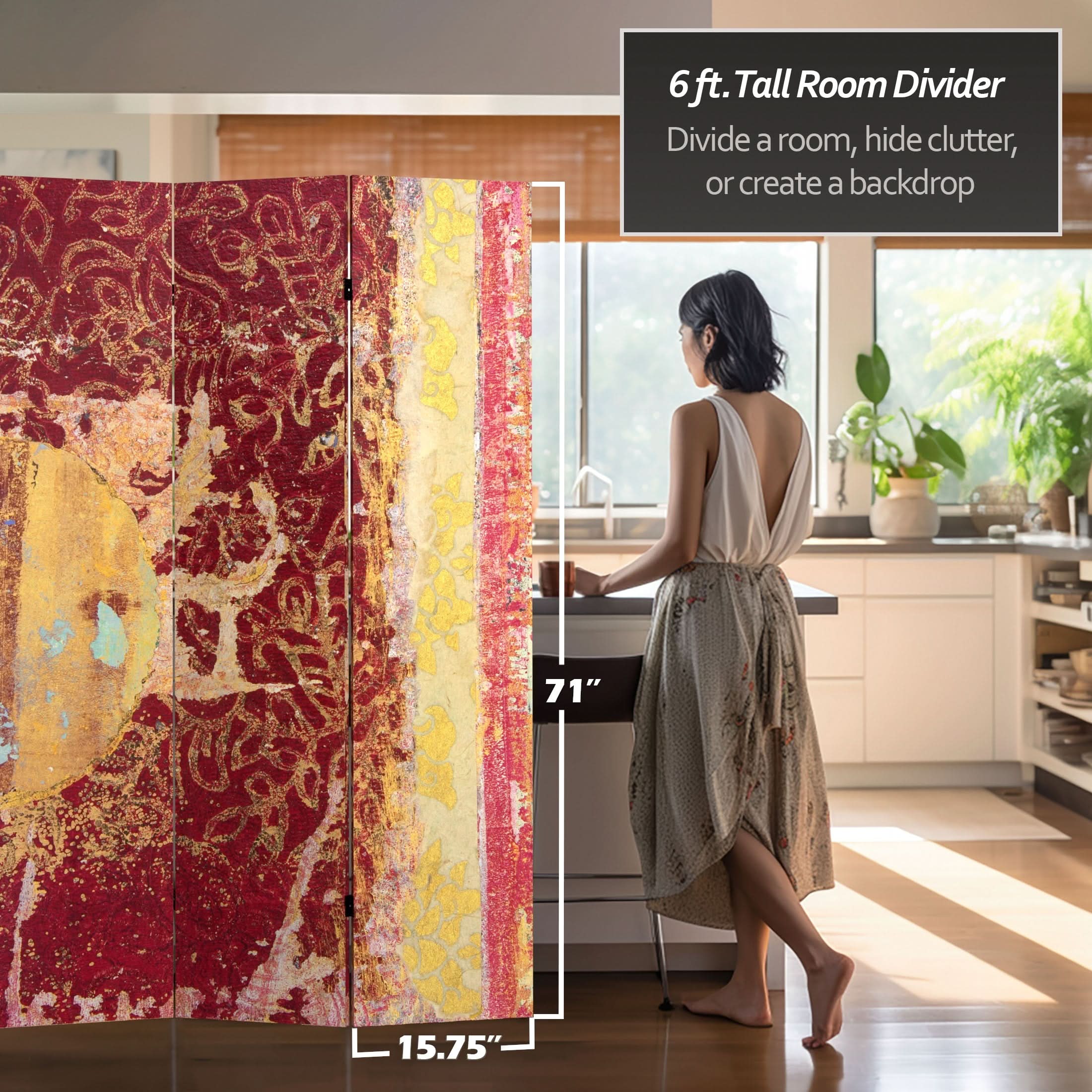 6 ft. Tall Fire Dancer Canvas Room Divider - Image 5