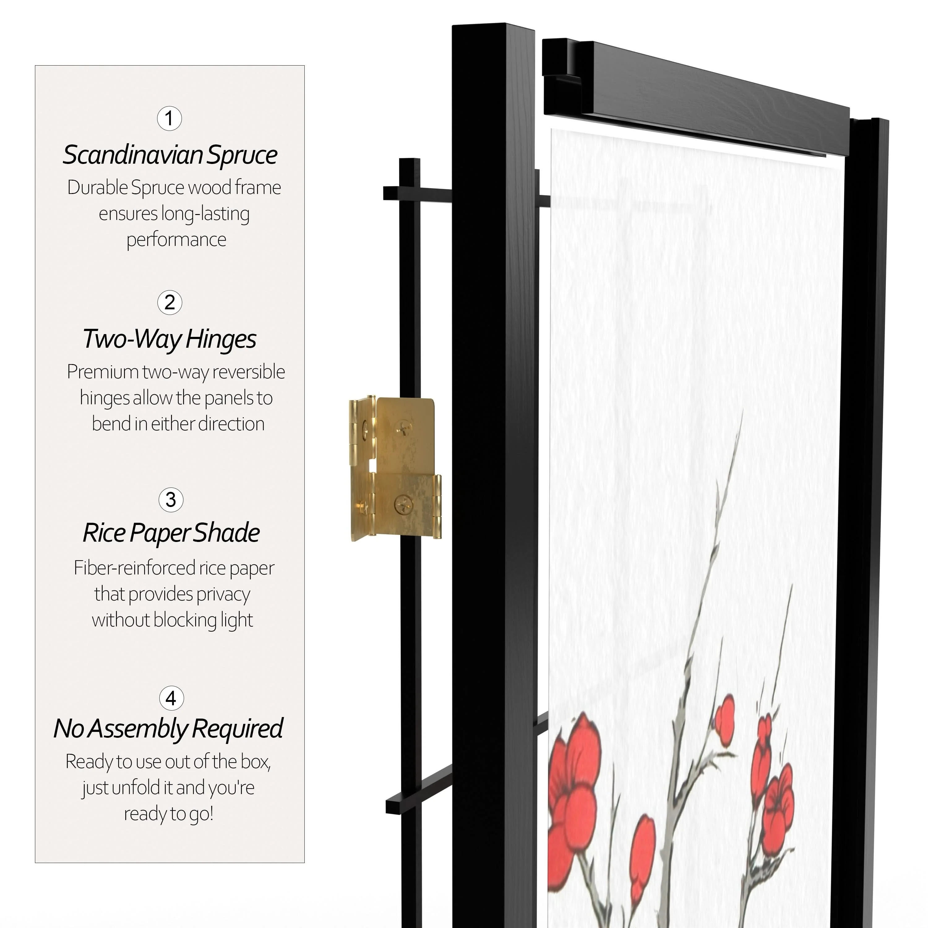 7 ft. Tall Cherry Blossom Shoji Screen - Image 37