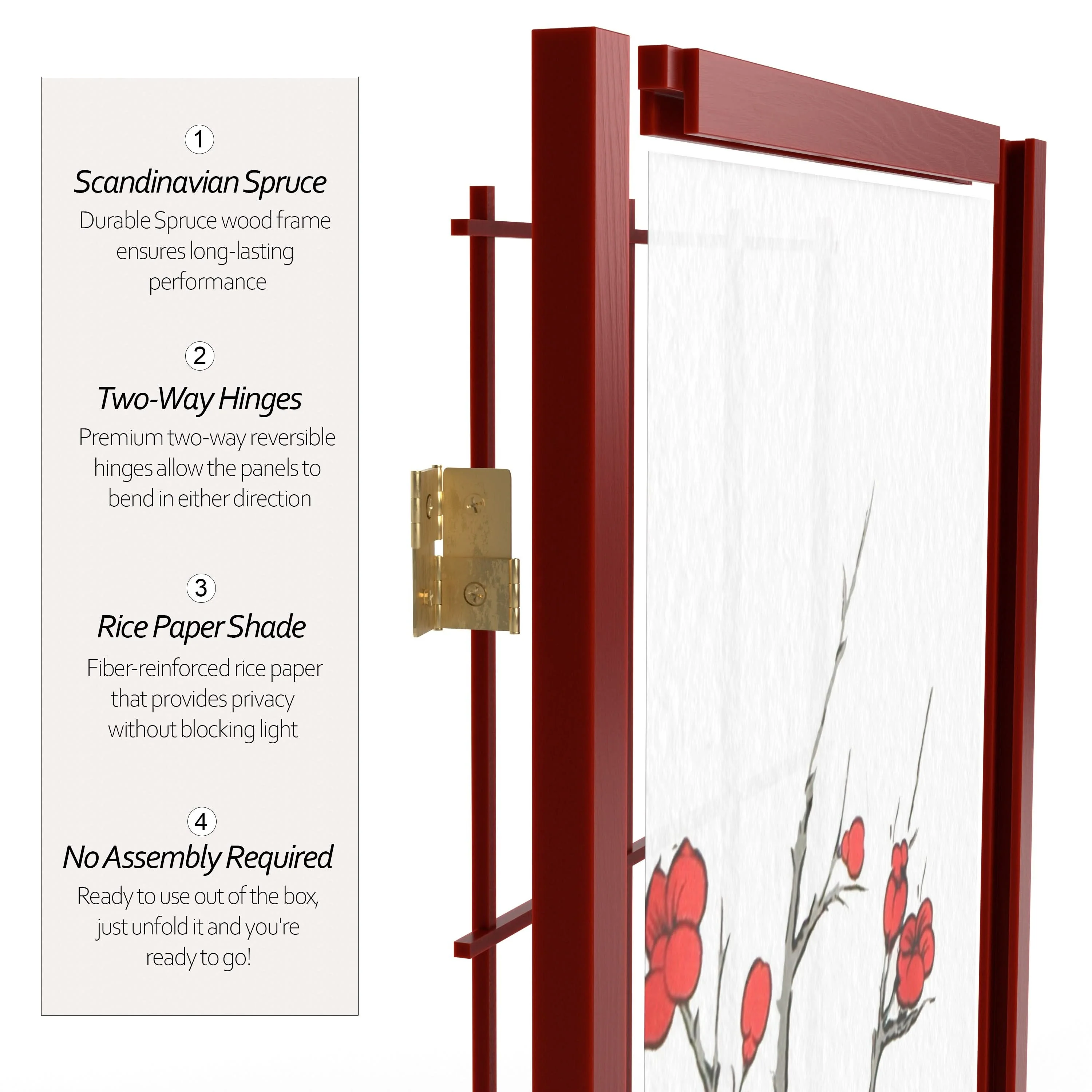 7 ft. Tall Cherry Blossom Shoji Screen - Image 45
