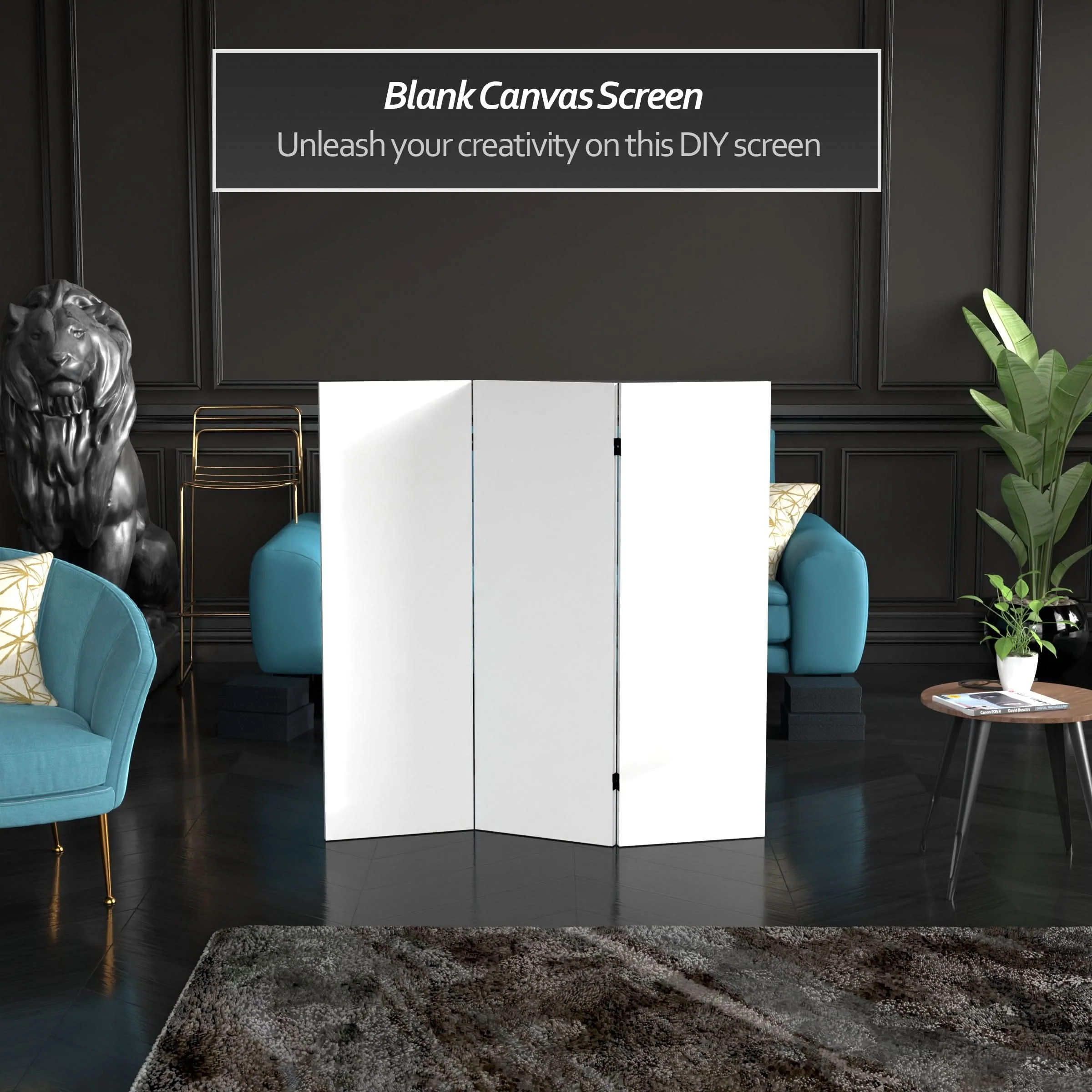 Do It Yourself Short 4 ft. Canvas Folding Screen - Image 5