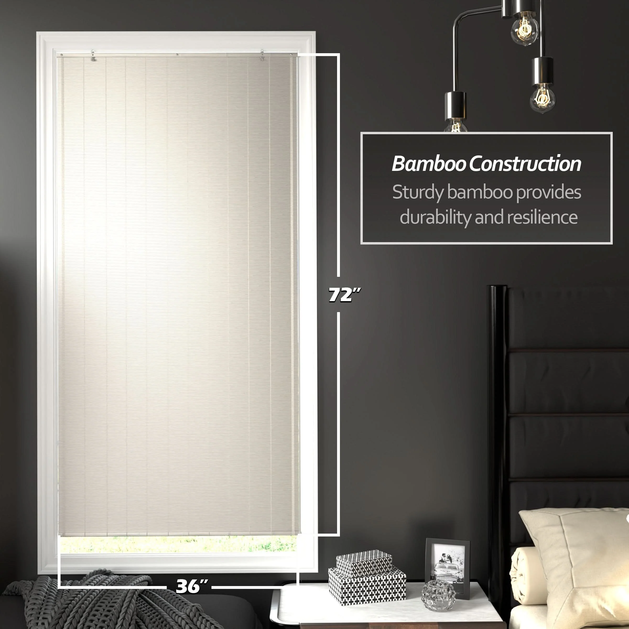 White Bamboo Window Shade Blind - Image 11